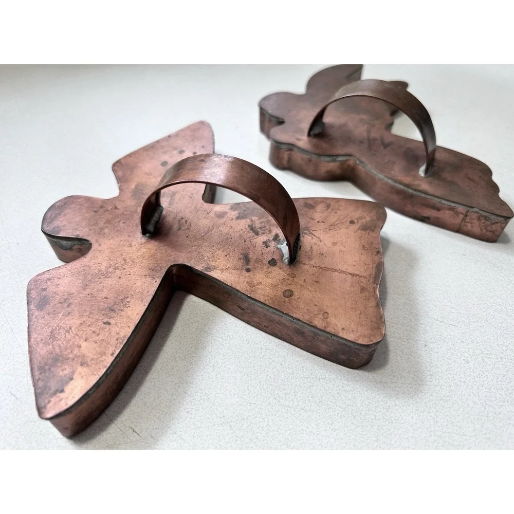 Michael Bonne Copper Cookie Cutter Xmas Angels Lot Flat Back W/ Handle Signed